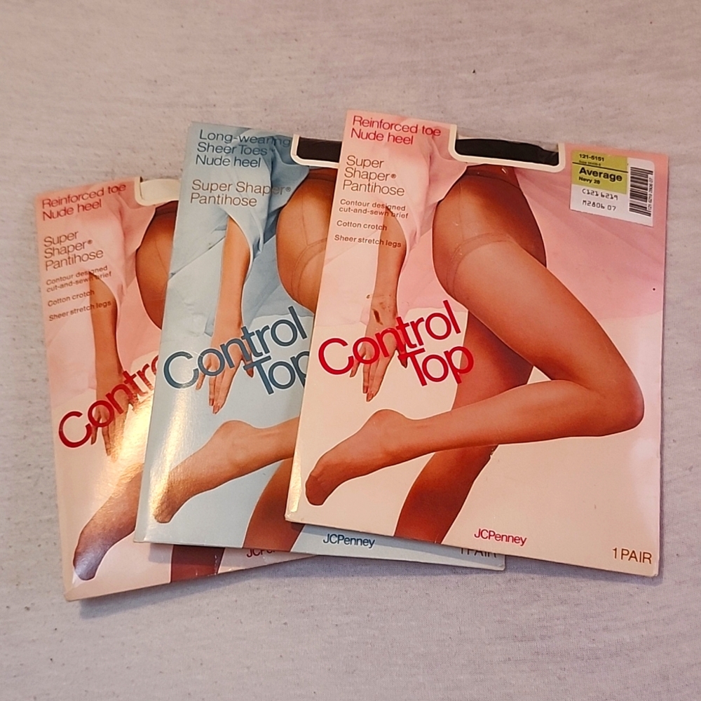 3 pair Vintage JCPENNY Control Top Pantyhose - NWT